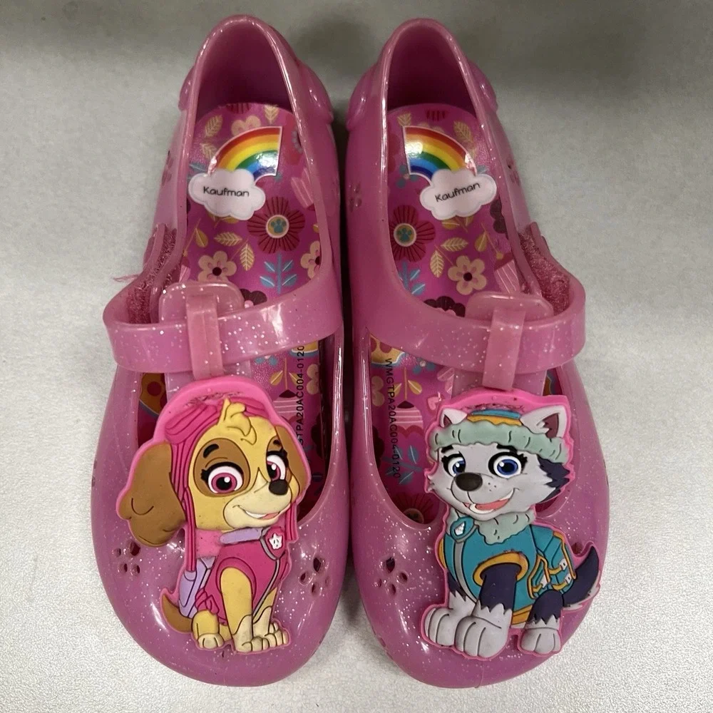 Nickelodeon Girls Size 8 Paw Patrol Pink Glitter Casual‎ Jelly Slip-on Shoe